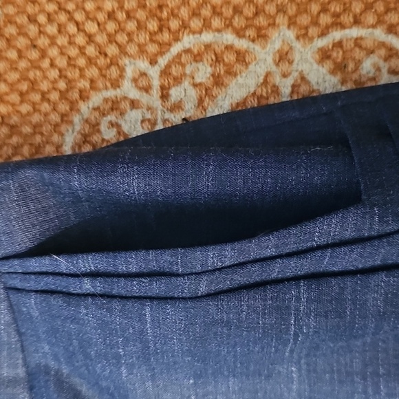 ANTONIO MELANI Dark Blue Pencil Skirt w/Faux Pockets, Linen Blend, Size 0 - Picture 4 of 11